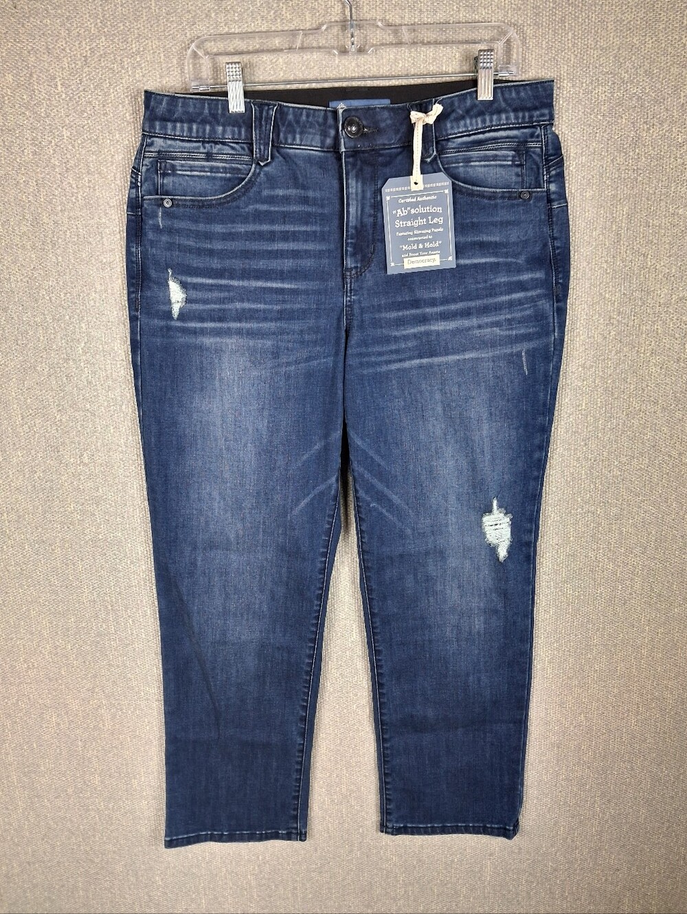 Democracy “Ab”solution Straight Leg Distressed Jeans Womens 14P Medium Wash NWT